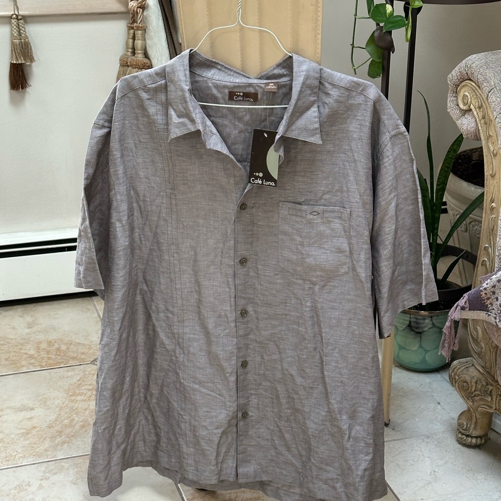 Café Luna Men's Gray Short-Sleeve Button-Down Shirt